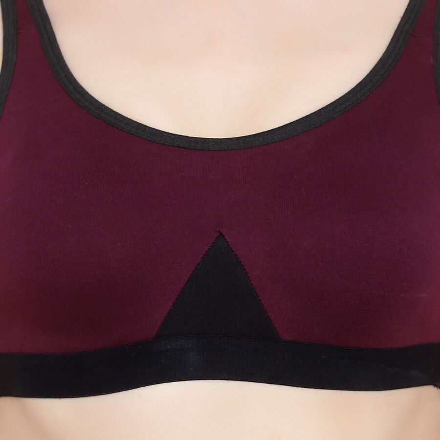 Solid Non-Padded Bra, Purple, large image number null