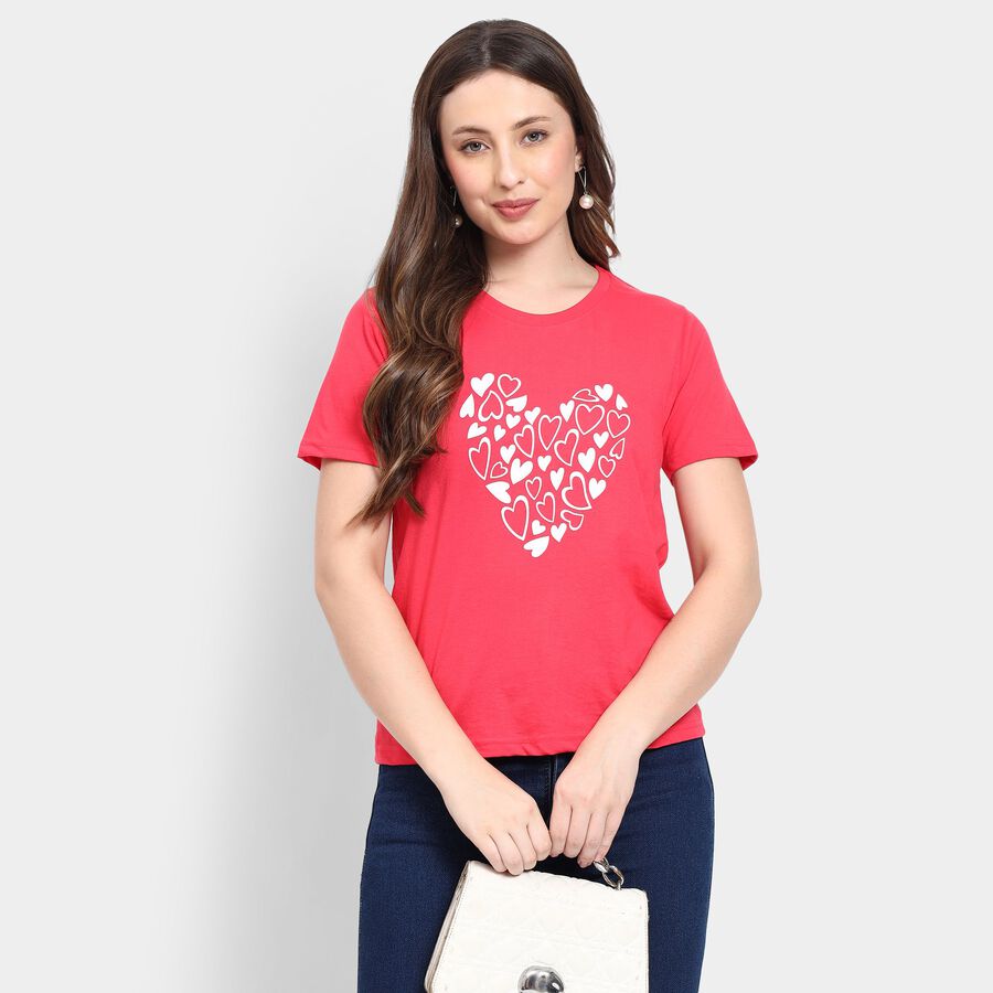Ladies' Round Neck T-Shirt, Coral, large image number null