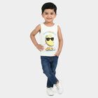 Boys White Round Neck Muscle Boys T-Shirt, Off White, small
