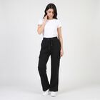 Women's Black Relaxed Fit Cargo Track Pants, Black, small