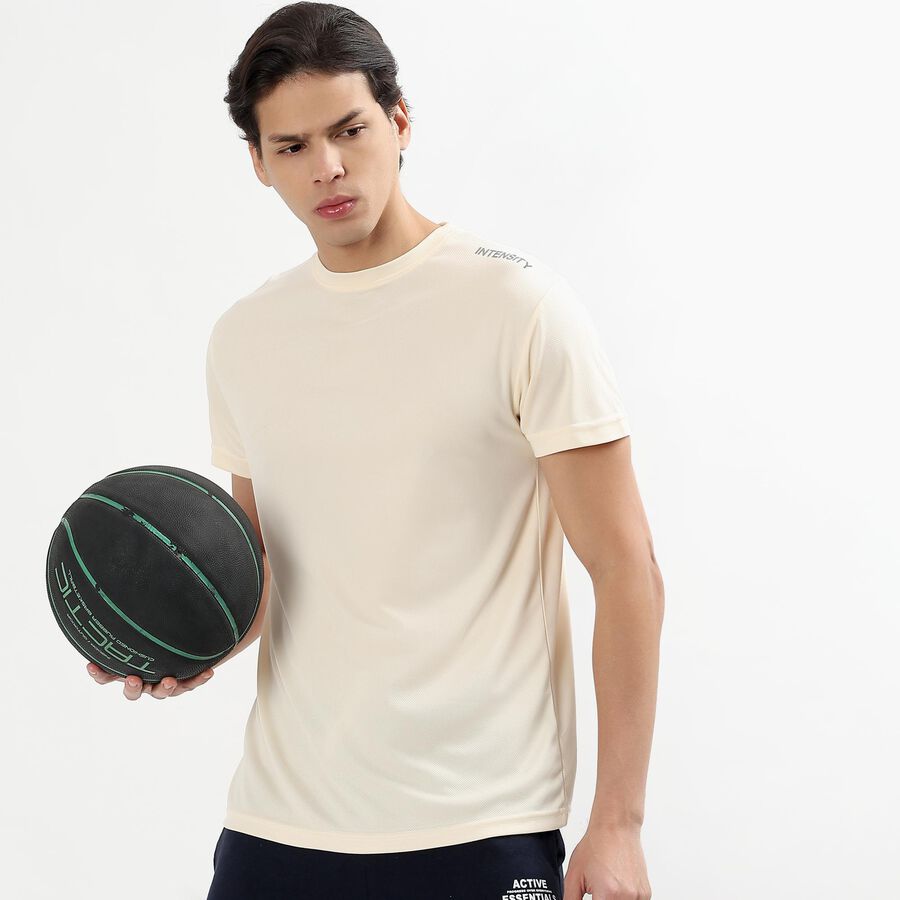 Men's Bright Emerald Green Crew Neck Athleisure T-Shirt, एक्रू मिश्रित, large