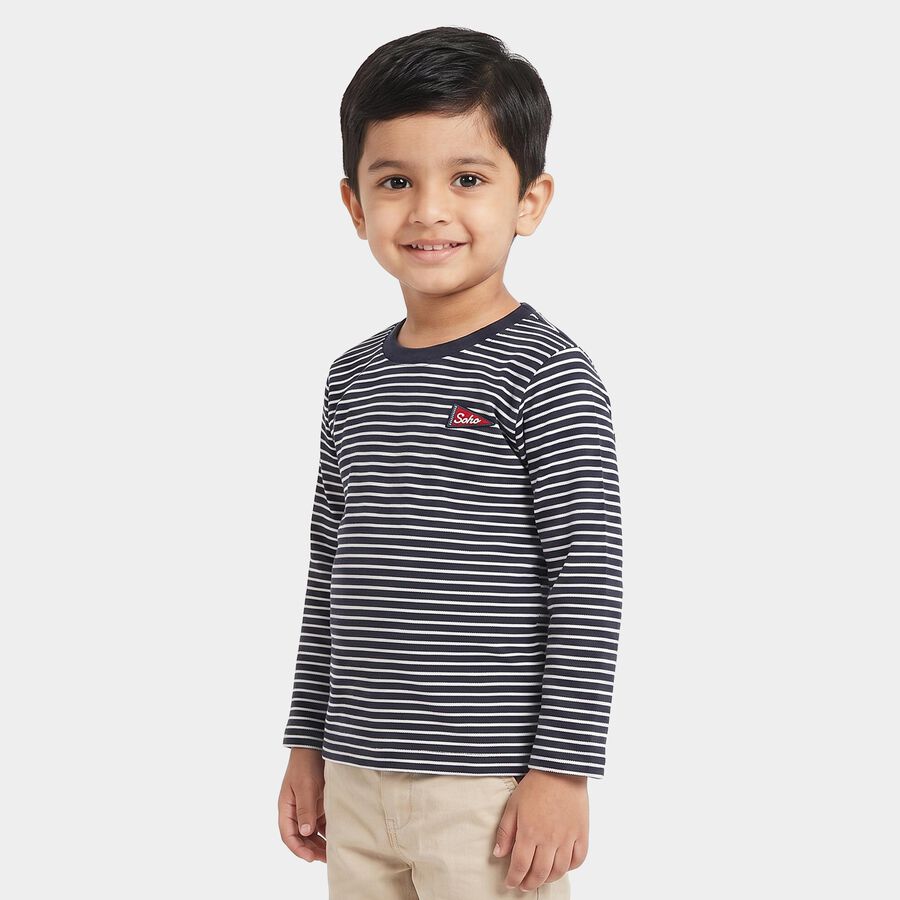 Boys Navy Blue Crew Neck Regular T-Shirt, Navy Blue, large