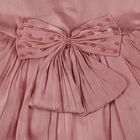 Girls' Pink Bow Embellished Pleated Party Wear Frock, हल्का गुलाबी, small