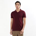 Men's Deep Wine Polo Neck Casual T-Shirt, Wine, small