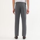 Men's Charcoal Grey Slim Fit Flat-Front Casual Trousers, Light Blue, small image number null
