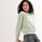 Women's Light Sage Green Crew Neck Casual Sweatshirt, Light Green, small image number null