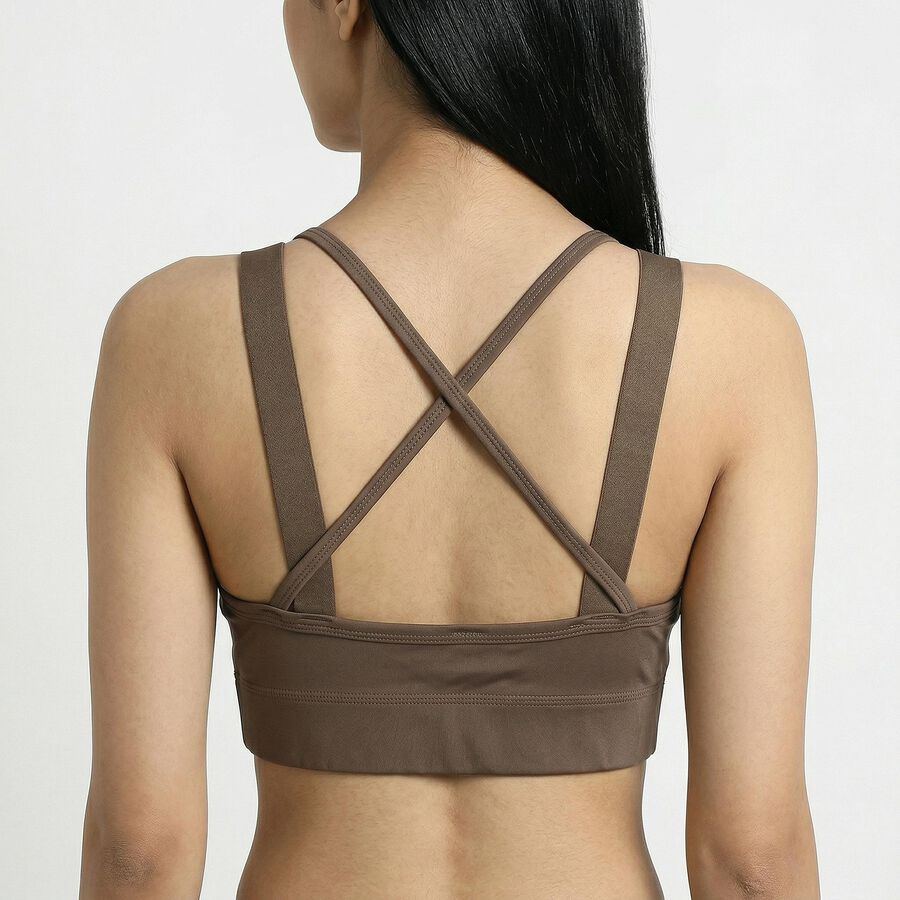 Women's Brown Wireless Sports Bra, Brown, large