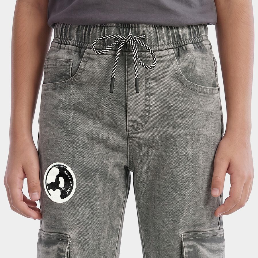 Boys Grey Straight Fit Stretchable Jeans, Light Grey, large