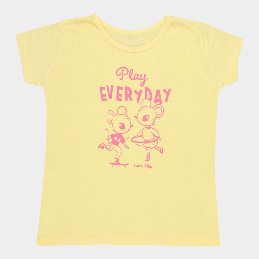 Girls Cotton T-Shirt, Yellow, large image number null
