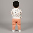 Infants White and Peach Printed Baba Suit, Off White, small image number null