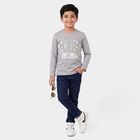 Boys Grey Crew Neck Regular Boys T-Shirt, हल्का ग्रे, small