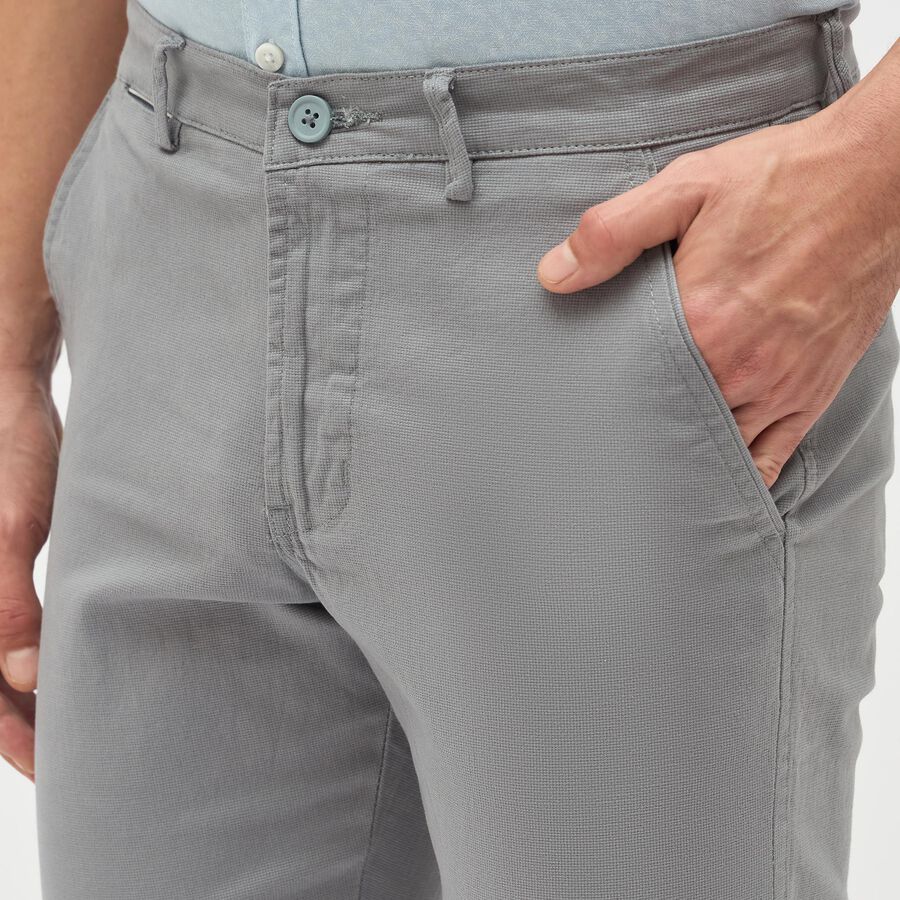 Men's Light Steel Grey Slim Fit Flat-Front Casual Trousers, Mid Blue, large image number null