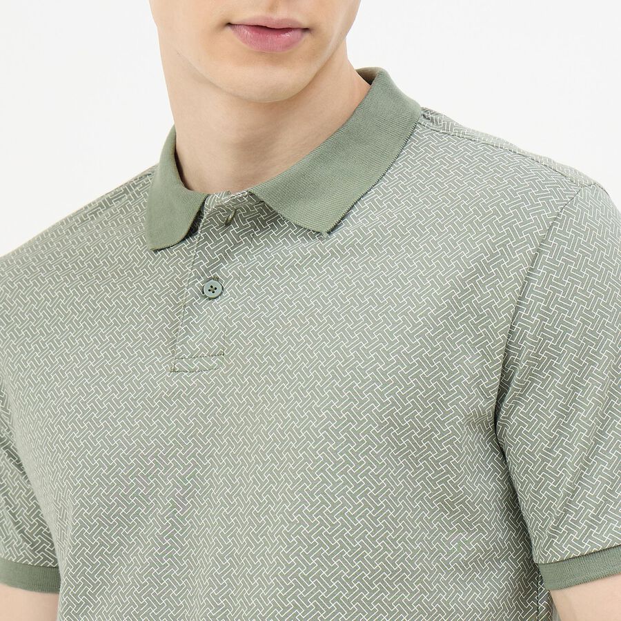 Men's Mint Cotton Polo Neck Preppy T-Shirt, हल्का हरा, large
