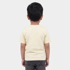 Boys Yellow Cotton Round Neck Casual T-Shirt, Yellow, small