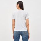 Women's White Round Neck Graphic Print T-Shirt, Ecru Melange, small image number null
