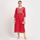 Embroidered Kurta, Red, small image number null
