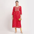 Embroidered Kurta, लाल, small image number null