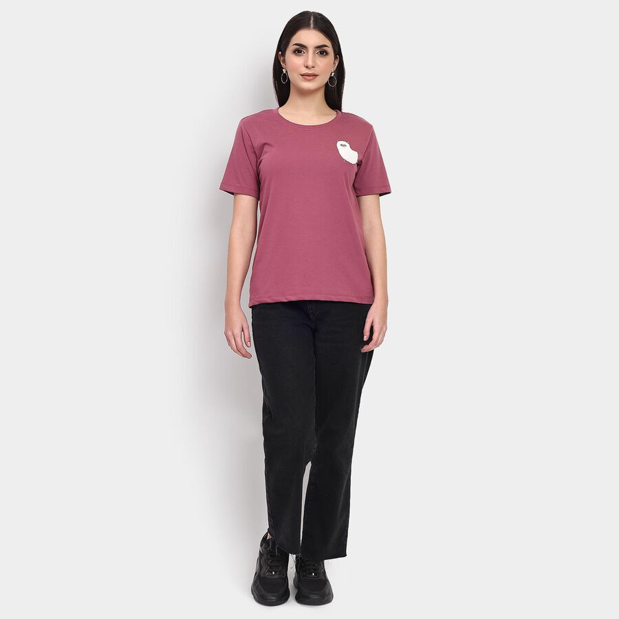 Ladies' Round Neck T-Shirt , गुलाबी, large image number null