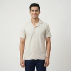 Men's Beige Classic Collar Casual Shirt, Beige, small