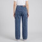 Women's Blue Relaxed Fit Cargo Jeans, Mid Blue, small
