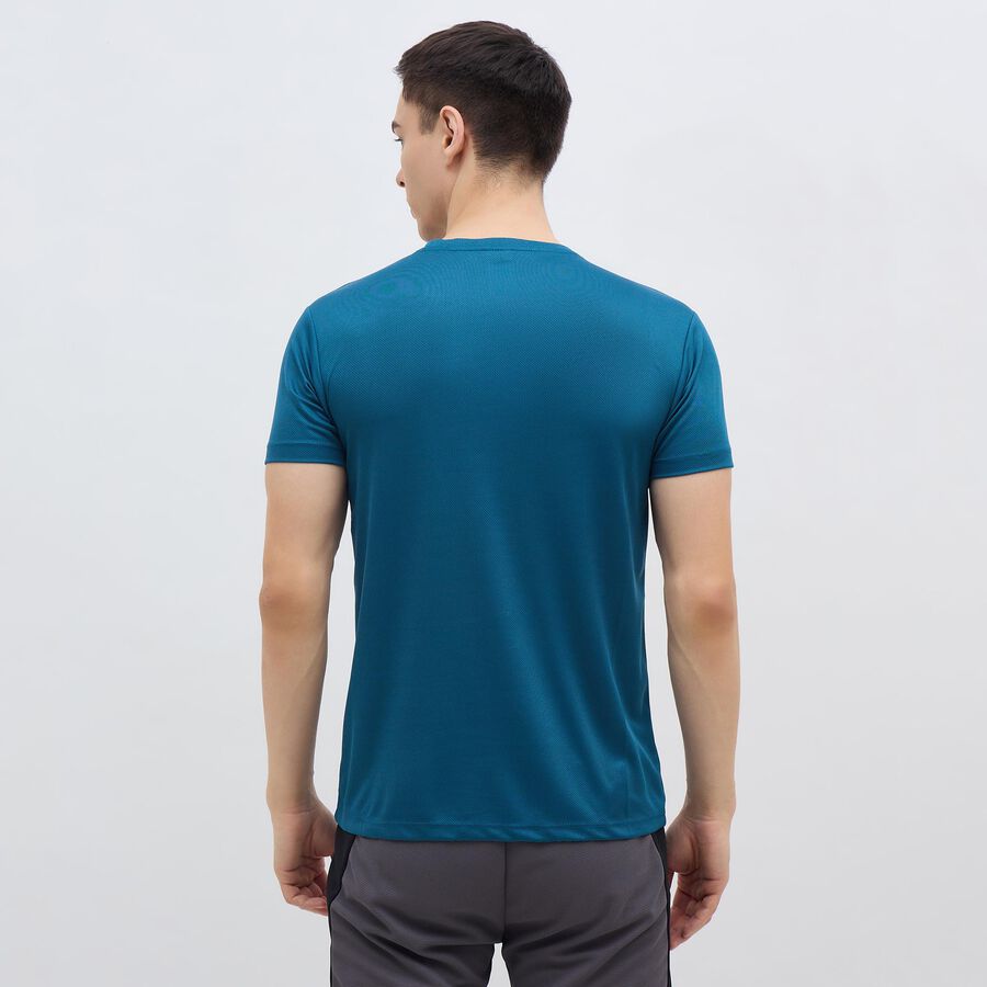 Men's Deep Midnight Blue Crew Neck Athleisure Drifit T-Shirt, Teal Blue, large image number null