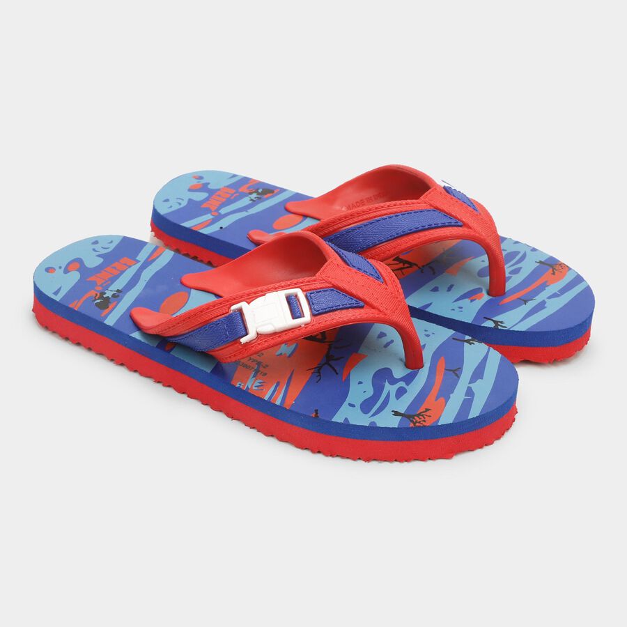 Kids Bright Scarlet Red and Royal Blue Thong Slippers, Blue, large image number null