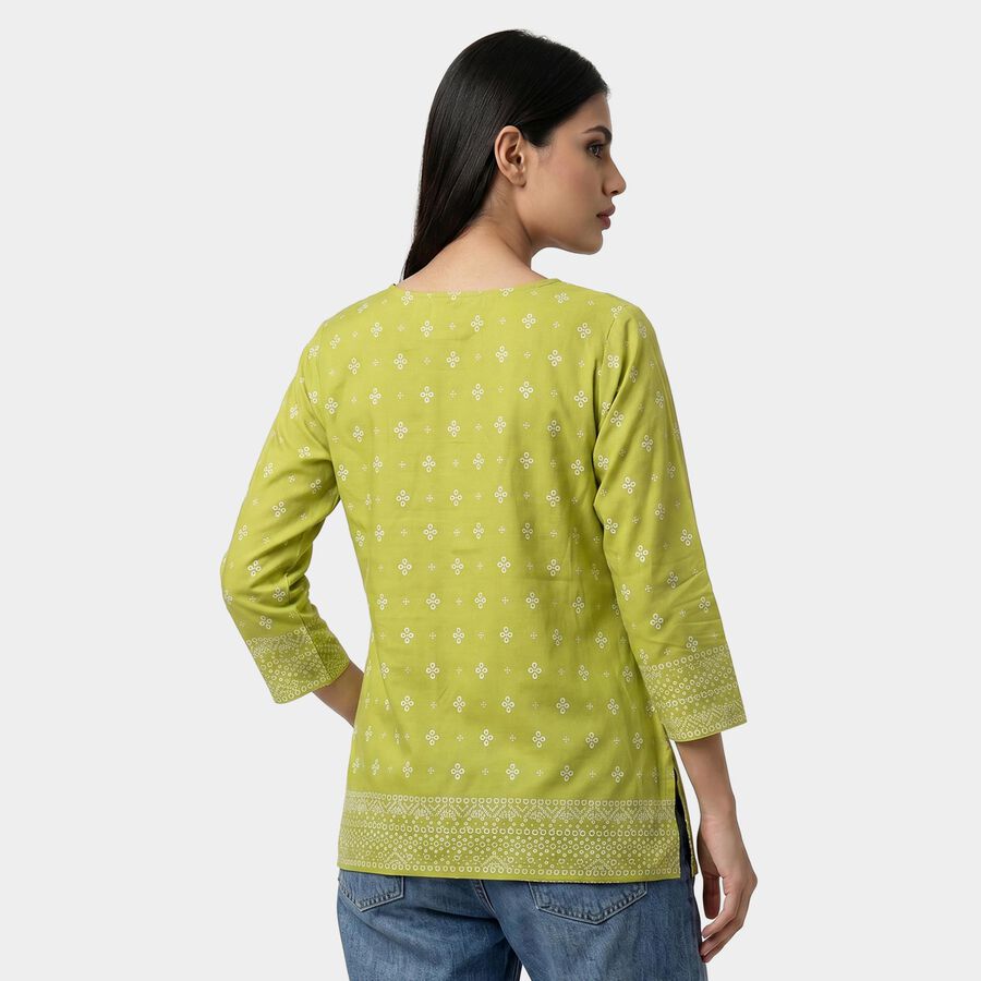 Women's Green Solid Straight Kurti, Light Green, large