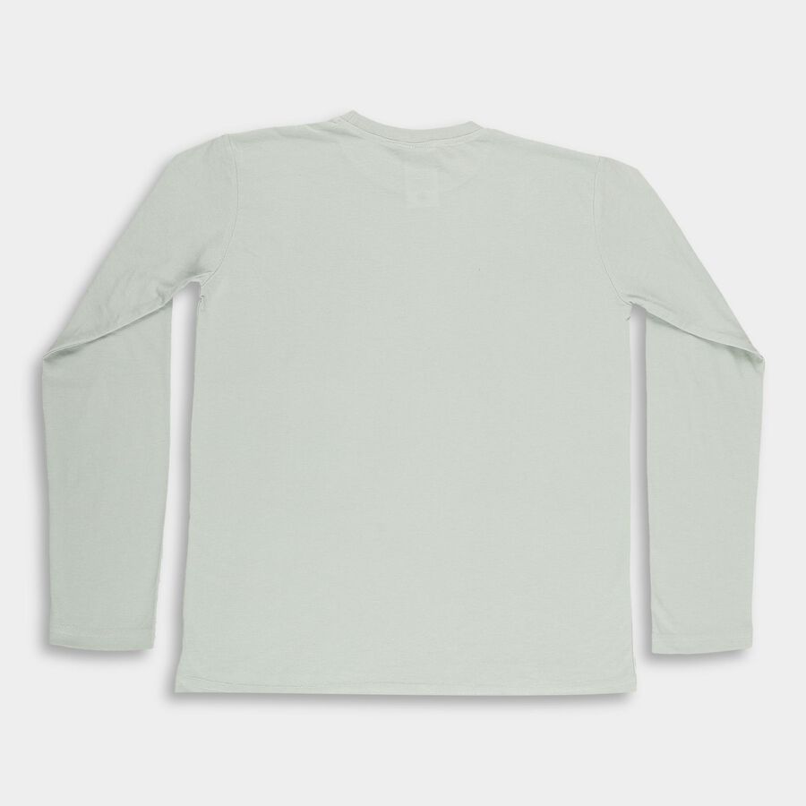 Boys' Light Sage Green Crew Neck Casual T-Shirt, हल्का हरा, large image number null