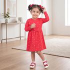 Girls' Fuchsia Fit and Flare Printed Frock, Fuchsia, small