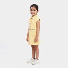 Girls' Yellow Shift Belted Shirt Collar Frock, Yellow, small