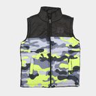 Boys' Black Stand Collar Puffer Jacket, Black, small