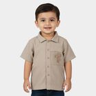 Infants Beige Cotton Half Sleeve Classic Casual Shirt, Beige, small