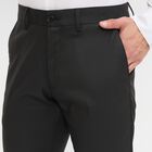 Men's Deep Midnight Black Slim Fit Flat-Front Formal Trousers, Black, small