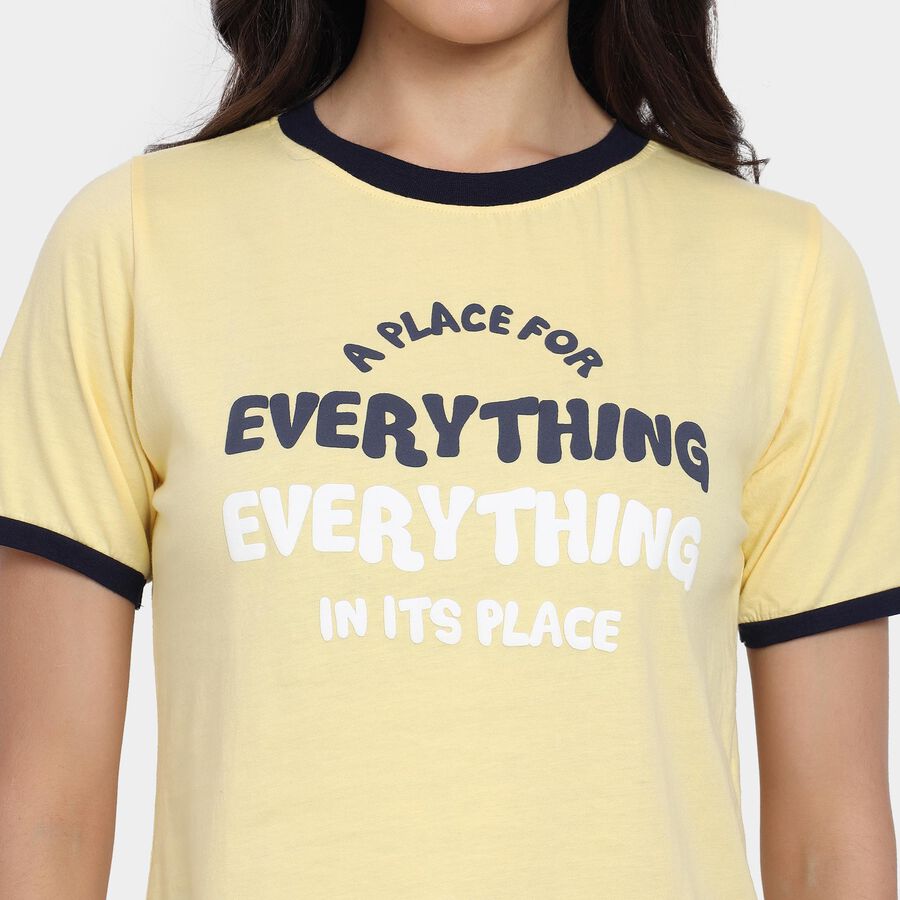 Ladies' 100% Cotton Round Neck T-Shirt, Yellow, large