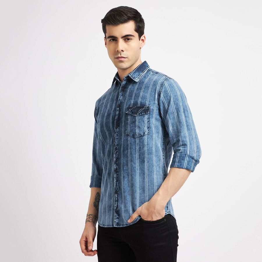 Cotton Checks Casual Shirt, Mid Blue, large image number null