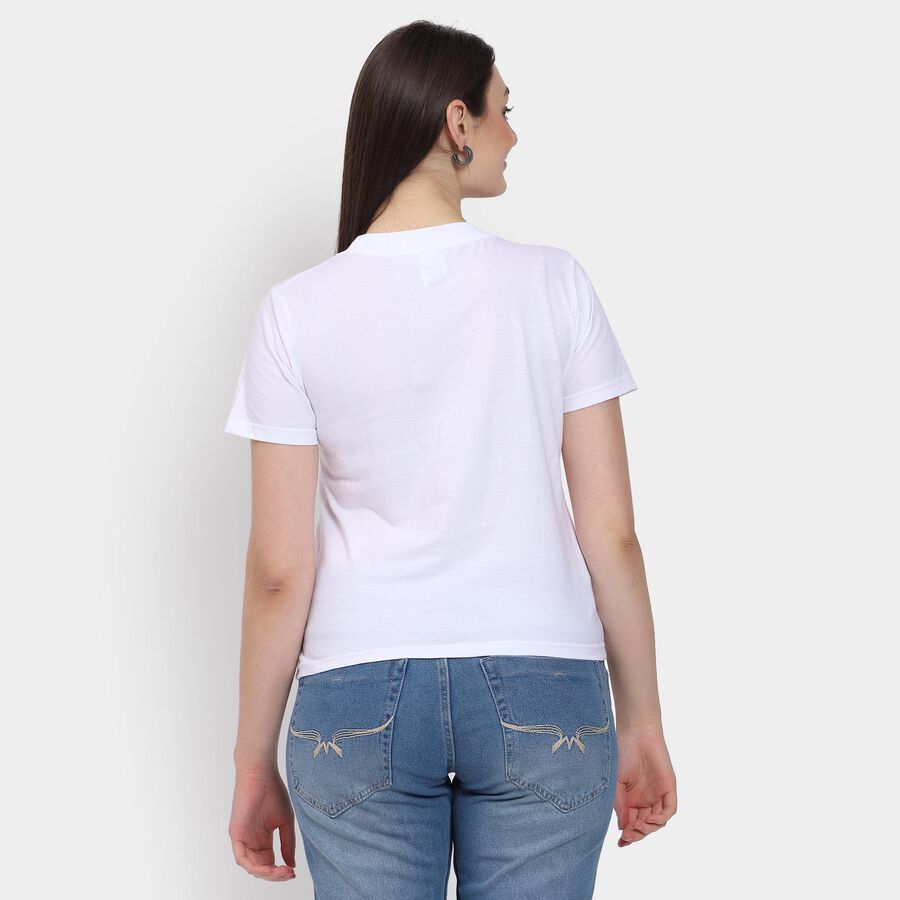 Ladies' 100% Cotton Round Neck T-Shirt, सफ़ेद, large