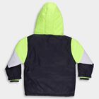 Boys Neon Green and Navy Hooded Casual Jacket, हल्का हरा, small image number null