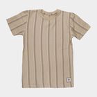 Boys Beige Round Neck Casual Half Sleeve T-Shirt, Beige, small