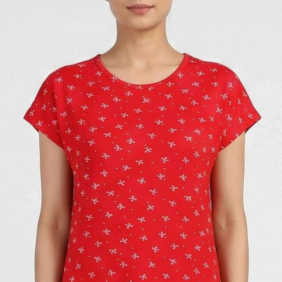 Women's Red Minimalist Nighty, लाल, large