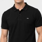 Men's Black Cotton Polo Neck T-Shirt, काला, small