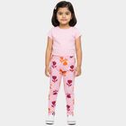 Girls' Pink Regular-fit Floral Printed Pyjama, हल्का गुलाबी, small