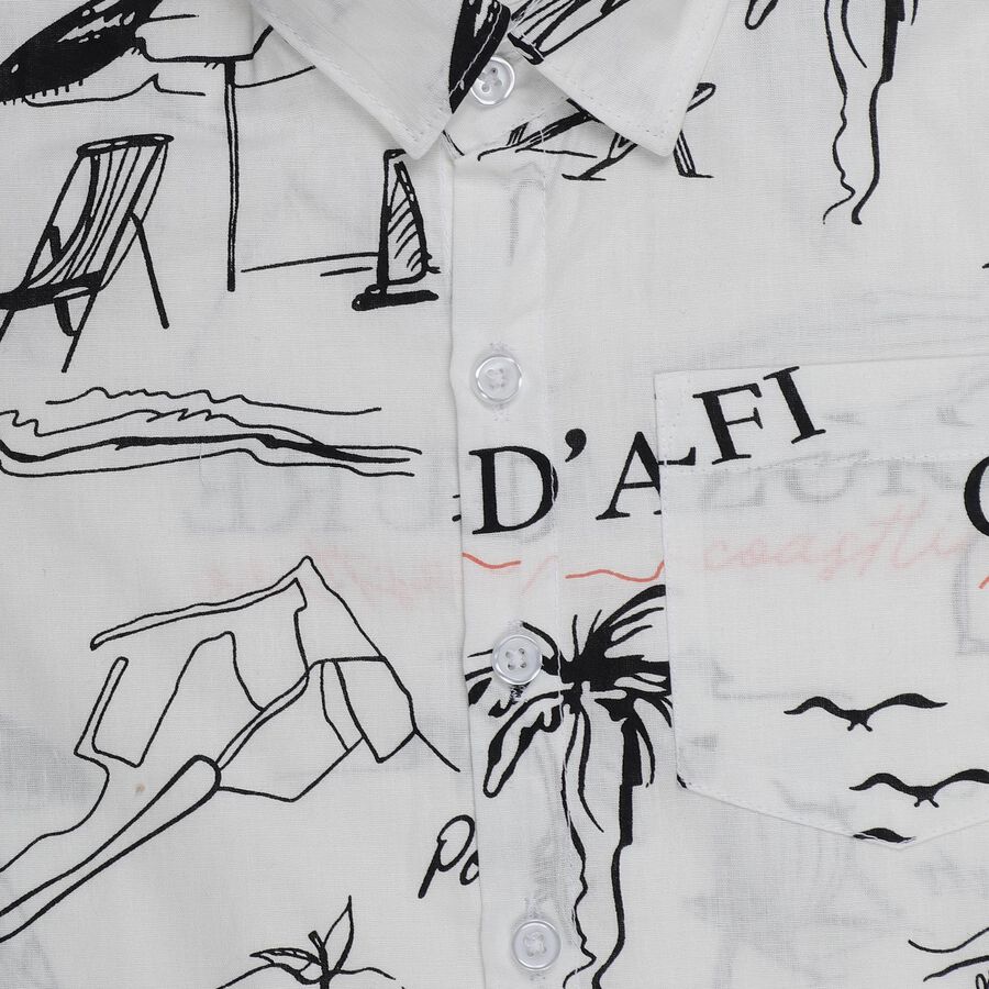 Boys White Cotton Half Sleeve Classic Casual Shirt, Off White, large