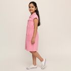 Girls' Soft Pink Button-Down Casual Frock, हल्का गुलाबी, small image number null