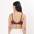 Women's Deep Plum Padded Wired Bra, वाइन, small