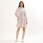 Women's Soft Pink Collared Floral Shirt Dress, Pink, small