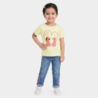 Girls Yellow Cotton Blend Round Neck Regular T-Shirt, Yellow, small