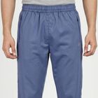 Men's Mid Blue Regular Fit Solid Track Pants, मध्यम नीला, small