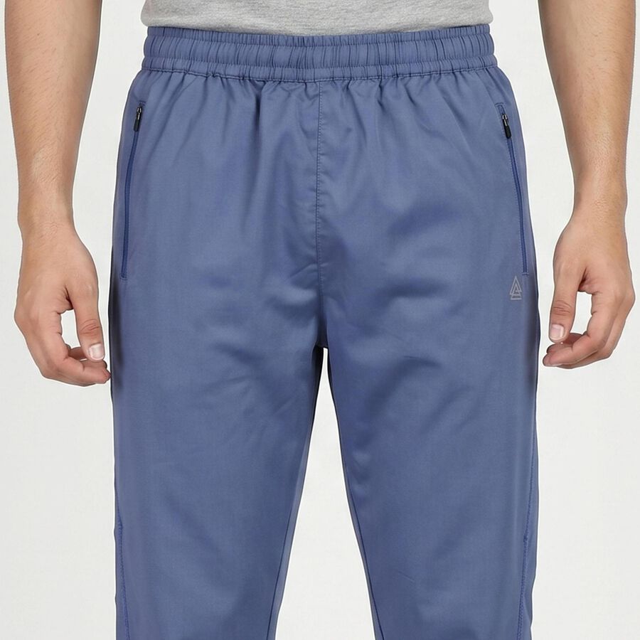 Men's Mid Blue Regular Fit Solid Track Pants, मध्यम नीला, large