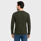 Men Olive Green Crew Neck Regular T-Shirt, Olive, small