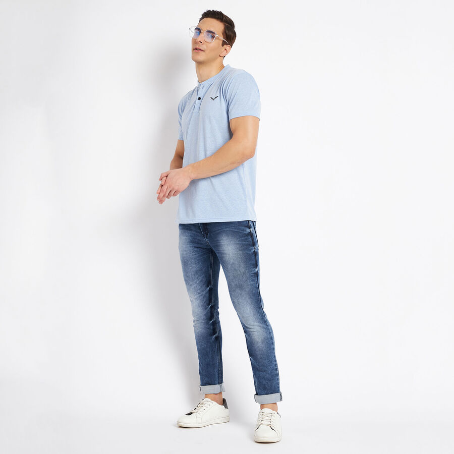 Solid Henley T-Shirt, Light Blue, large image number null
